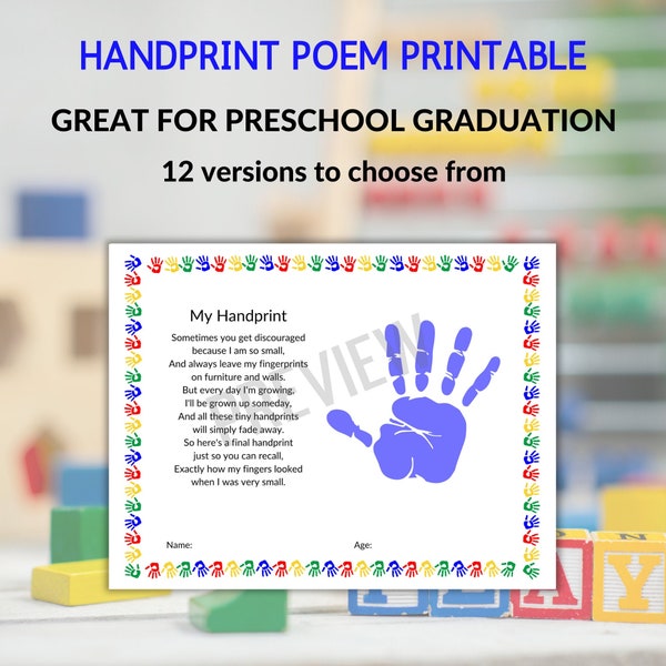 Handprint Poem Printable - Preschool Graduation