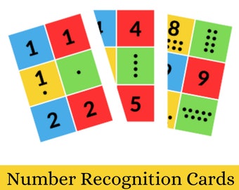 Number flashcards, number recognition game, number activity
