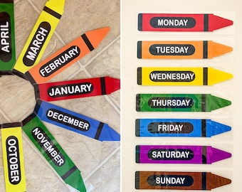 Days of the Week & Months of the Year Crayon Printables (PDF)