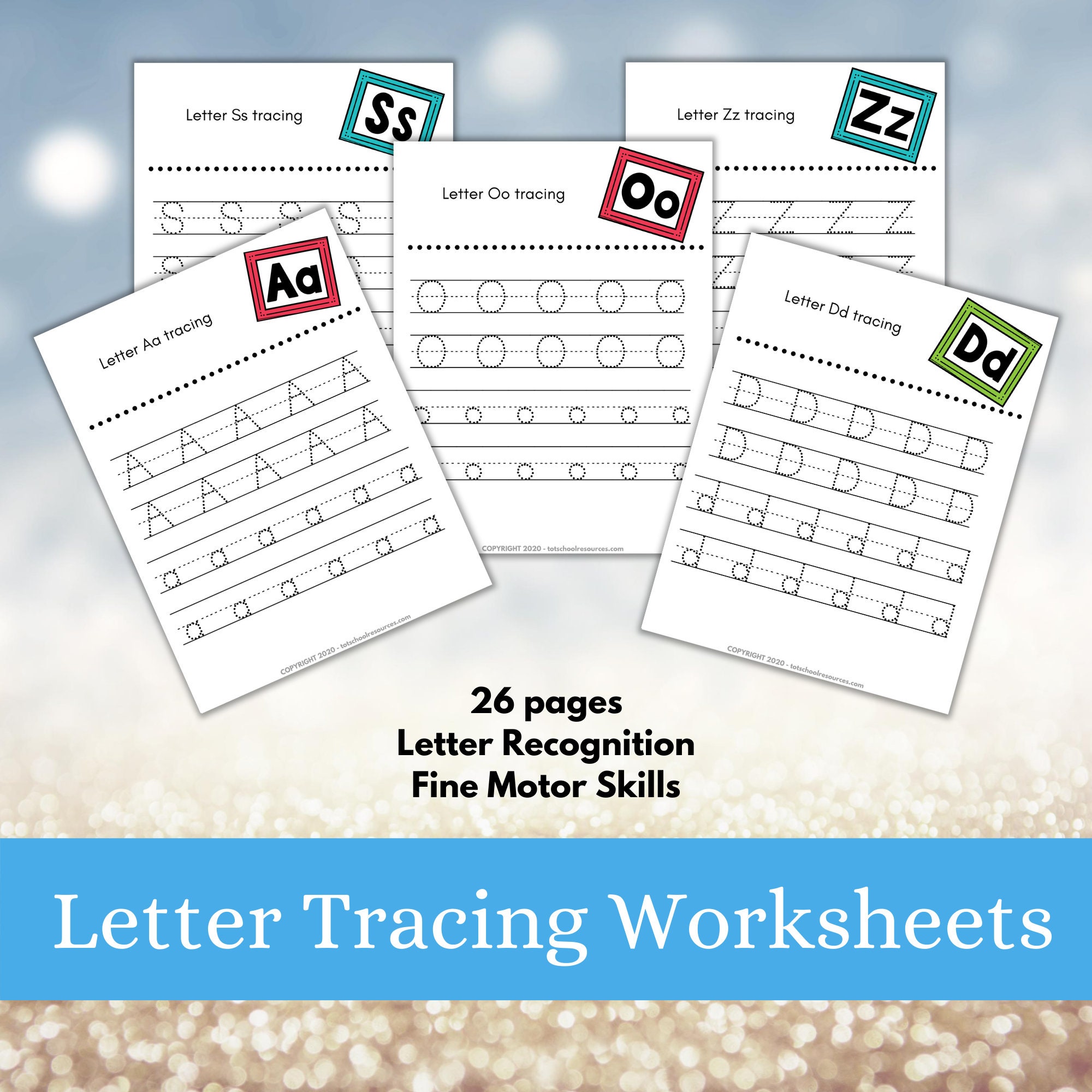 Letter Tracing Printable Worksheets | Etsy