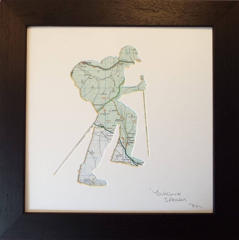 Yorkshire 3 Peaks Hiking Gift. Personalised Map Art Gifts