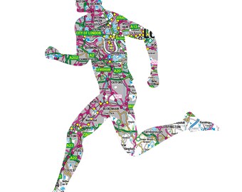 Running Card for Men. London Marathon 10k 5k parkrun Map Art London, Paris, Winchester, New York, Edinburgh. Custom title option.