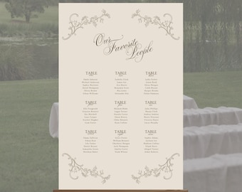 Brauner Vintage Sitzplan - Blumen Sitzplan - Rustikaler Boho Sitzplan (Digitaler Download)