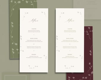 Pflaume und Olive Menü Canva Vorlage - Botanischer Eleganz Rahmen (Digitaler Download)