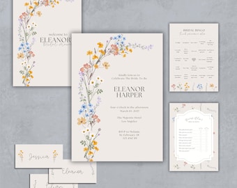 Wildblumen Brautdusche Bundle, Einladungsset, Blumendekor, Liebe in Blüte (digitaler Download)
