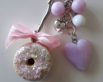 polymer clay donut keychain