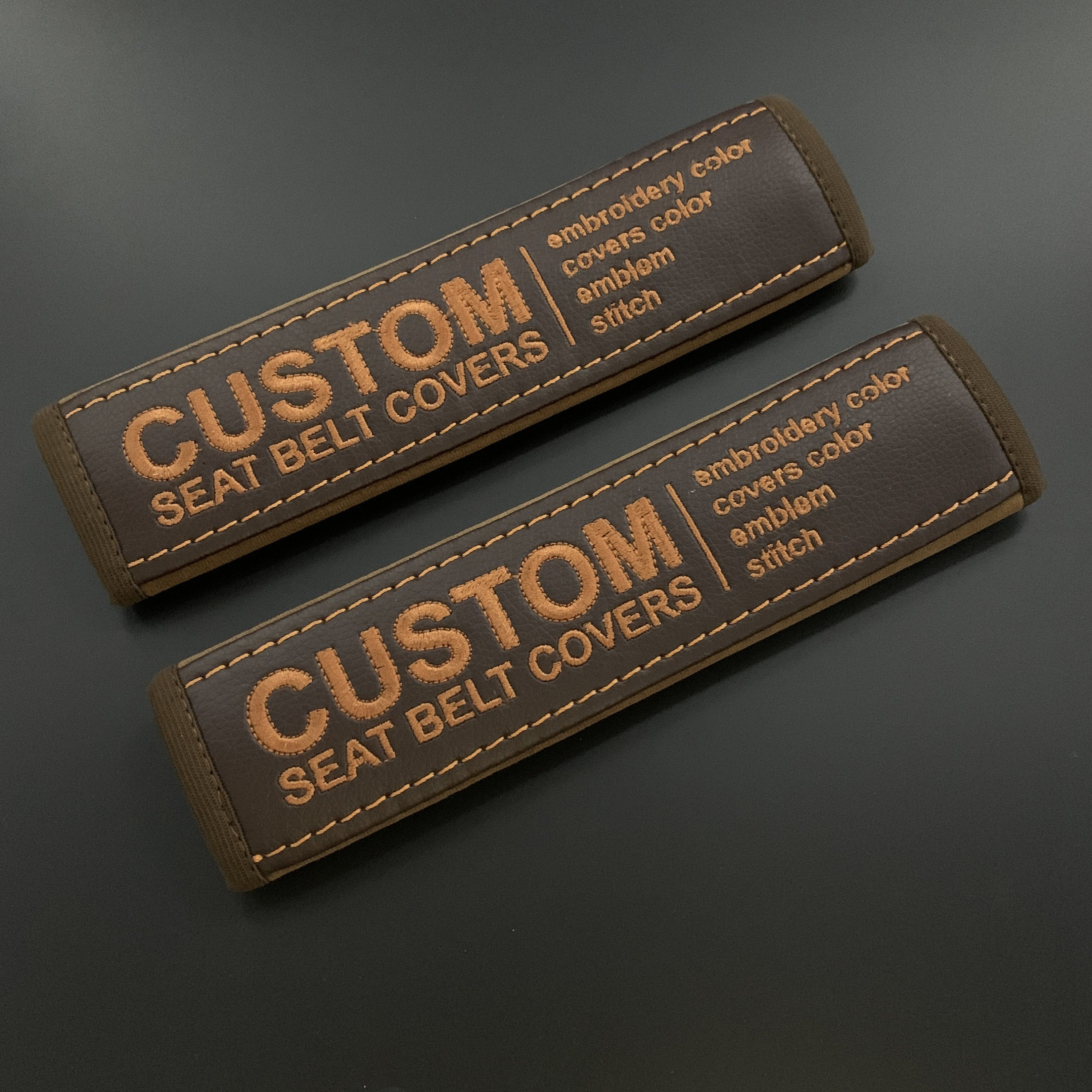 Personalized Dark Brown seat belt covers Custom seatbelt pads Etsy