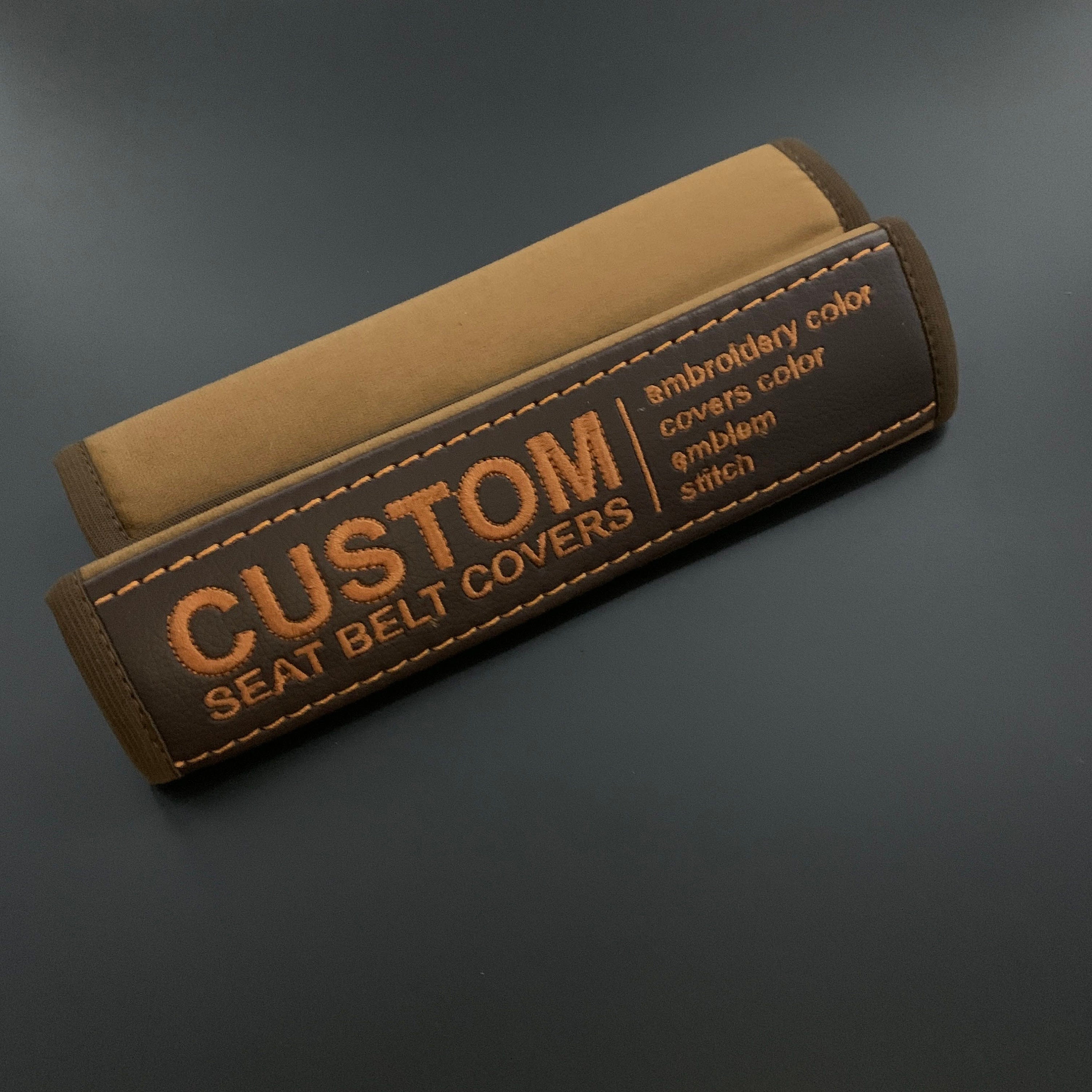 Personalized Dark Brown seat belt covers Custom seatbelt pads Etsy