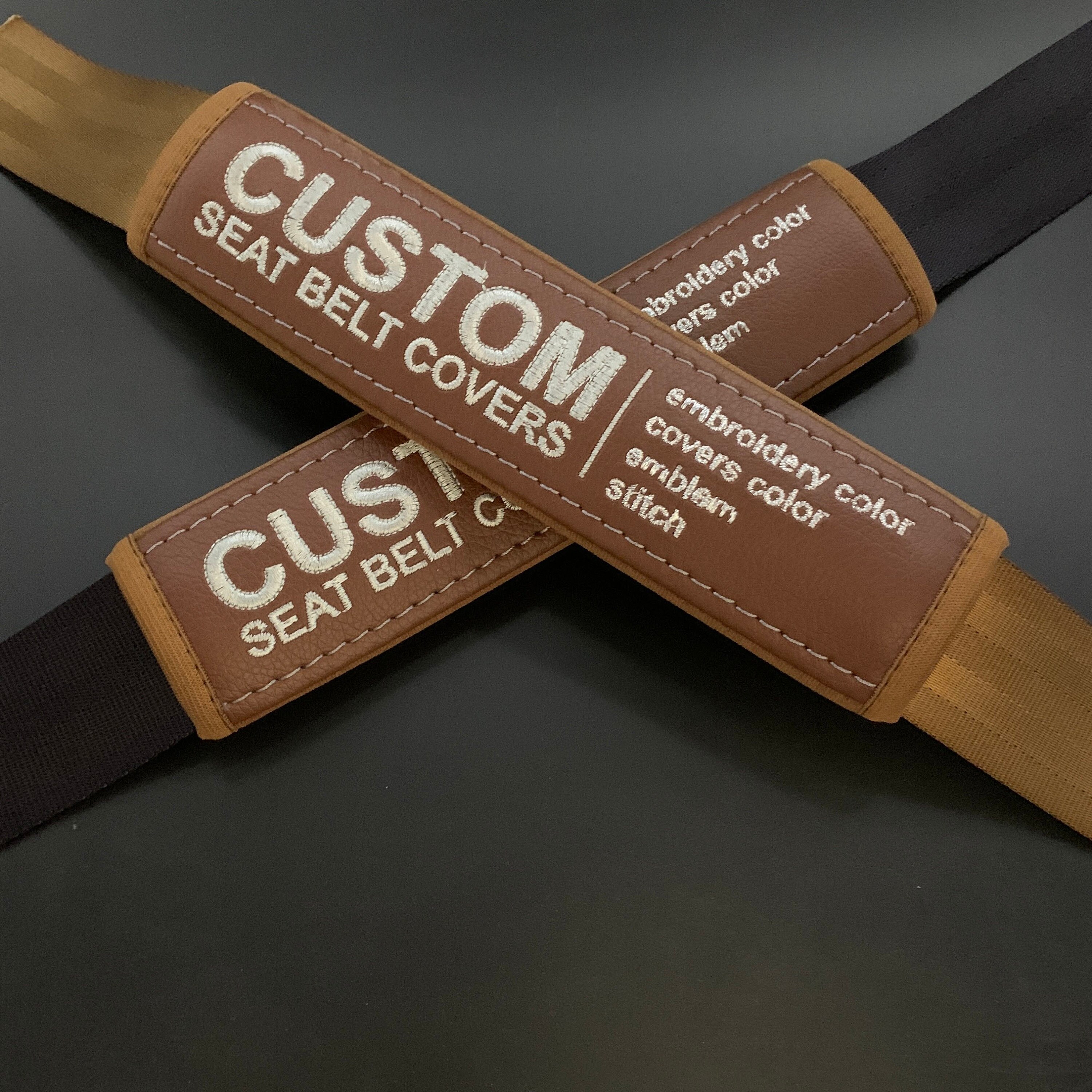 Personalized Brown seat belt covers Custom seatbelt pads with Etsy