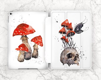 iPad case skull Fly agaric art Black butterfly print iPad case white iPad 10 9 iPad smart case iPad 12 9 2022 iPad 10 2 iPad 11 iPad 10 2