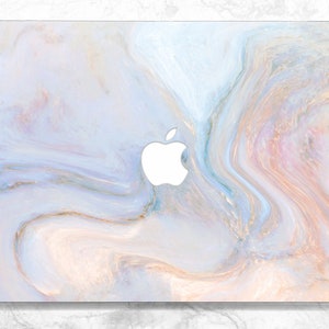 light marble print case watercolor pastel case macbook case Simple inspirational Swirl print Aesthetic stone art macbook hard case pink blue
