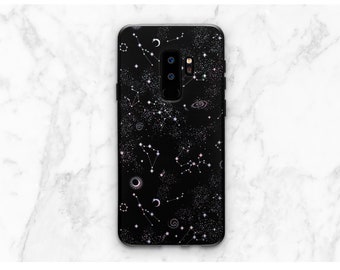 Constellation iPhone case space Black silicone case s10 Plus Case for Samsung iPhone XR iPhone 8 iPhone 8 Plus iPhone XS Elegant case iPhone