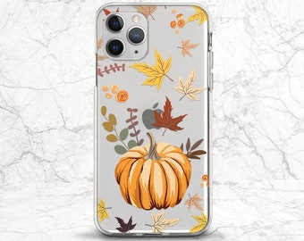 iPhone case Autumn Orange pumpkin Case for Samsung s25 s24 s23 s22 s10 Transparent case Google Pixel 9 8XL Fall iPhone 16 17 plant Halloween