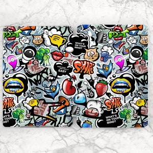 iPad case funky Graffiti print case iPad case fun iPad smart case iPad case iPad case boys iPad case man Cat Saying Lips Retro art case