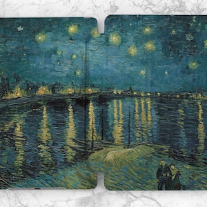 van gogh etui sztuka etui na iPada farba olejna stojak na iPada noc natura etui na wydruk wodny etui na iPada gwiazdy farby olejne wydruk inspirujący przyjaciele prezent