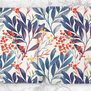 Funda para iPad con hojas, funda para iPad con bayas, funda para iPad vintage, funda para iPad con flores, funda para iPad con diseño de ramas botánicas, funda con flores estéticas, regalo para ella, regalo para mamá.