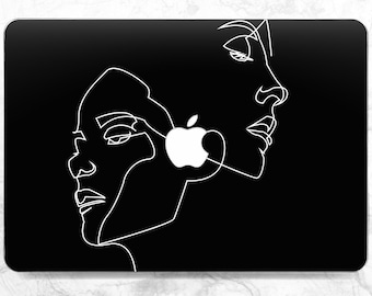 black case Female macbook case Form case Illustration Minimalist Lady One line art Macbook case girly Aesthetic Simple Minimalist art case