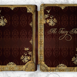 iPad case book print Fairy tale book art Vintage print iPad case brown Ornamental design iPad case stand Gothic pattern iPad case saying art