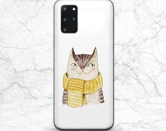 Autumn cat Fun Case for Samsung Fall animal print Phone case white Note 20 case iPhone 13 mini iPhone 14 case Note 10 plus iPhone 12 Pro