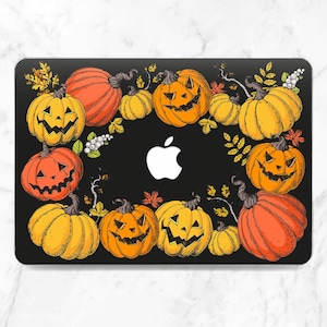 Spooky pumpkin print Macbook black case Halloween art Macbook case botanical Macbook hard case Macbook case man Pro 13 2022 Pro 14 A2442