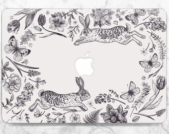 Macbook case bunny Cute sprint Easter Butterfly art Macbook case animals Aesthetic rabbit print Botanica Pro 14 Pro 16 Air 13 M5 Air 15 Neo