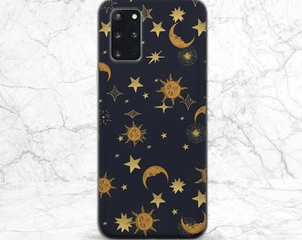 Deep blue case Phone case stars Night Moon iPhone case sun Retro art case Trendy iPhone 17 pro max 16 15 plus 14 13 s25 s24 google pixel 9 8