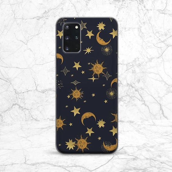 Deep blue case Phone case stars Night Moon iPhone case sun Retro art case Trendy iPhone 17 pro max 16 15 plus 14 13 s25 s24 google pixel 9 8