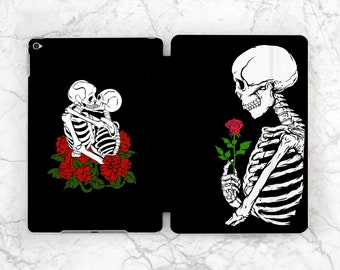 iPad case goth Skeleton with rose Romantic art case Red roses case Occult art case iPad case skull iPad 11 2022 iPad 12 9 case iPad 10th gen