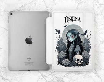 Gothic girl art iPad case name Personalized case iPad case skull iPad case occult iPad smart case iPad Air 5 case iPad 11 case iPad mini 6