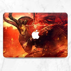 Macbook Hülle Epic Macbook Hülle rot Macbook Hartschale Epic Held Druck Macbook Hülle Ziege Macbook Hülle Schwert Fantasy Kunst Cover Gift Man Magic