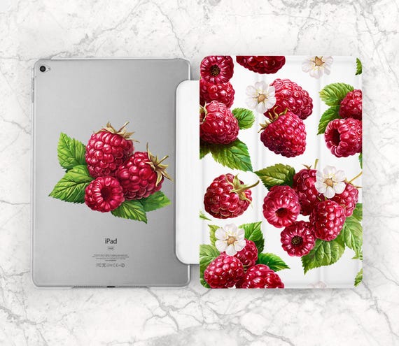 IPad Smart Case Cute Raspberry Berry White Cover Summer Fruits