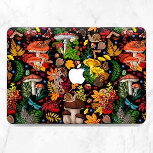 Rainbow mushrooms Forest plants art Macbook dark case Butterfly art case Macbook case floral Macbook hard case M3 M2 M1 Botanical art Summer