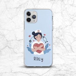 iPhone case nurse Medicine art case Phone case doctor iPhone case name Customized cover Light blue case Case for Samsung Google Pixel 7
