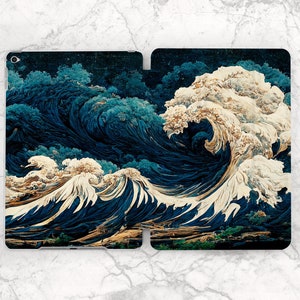 Etui na iPada z grafiką Big Wave Art Estetyka Oceanu, morza, etui na iPada Estetyka Niebieska woda, etui na iPada Estetyka Natura Inspirująca sztuka Estetyka