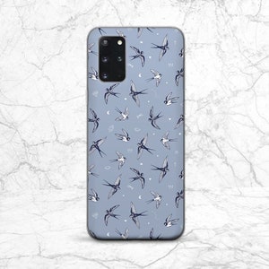 Elegant swallow print iPhone case blue Phone case bird Phone case planets Inspirational art iPhone 14 Pro iPhone 13 mini iPhone 12 Pro cover