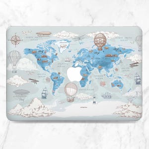 World Map Print MacBook Case Hard MacBook Case Travel Inspirational Art ...
