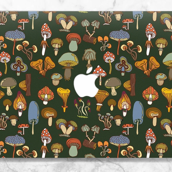 Mushrooms print Macbook case green Forest plants art Witchcraft art case Macbook Air 13 M2 Macbook hard case Pro 13 2022 case Pro 16 2021