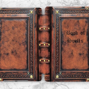 iPad case vintage Old book print Dark brown iPad case stand Smart case Book of spells print Witchy Occult Black magic Gift For her For him