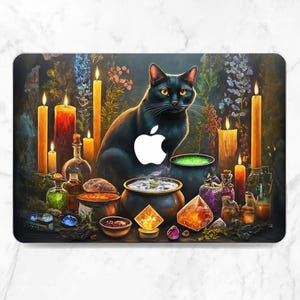 Witchy case Halloween decor Macbook case occult Black cat Black magic art case Floral Potions Macbook Air 13 Air 15 Pro 16 Pro 14 Pro 13 Neo