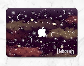 Funda Macbook Nube Espacio Personalizada Constelación Luna y estrellas Funda personalizada Macbook Nombre Cielo Naturaleza Air 13 M5 Pro 14 Pro 16 Air 15 Pro 13