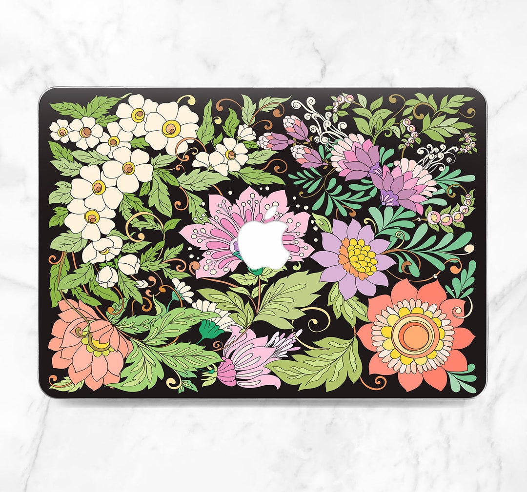 MacBook Case Floral Rainbow Flowers Art MacBook Case Hard Botanical Art ...