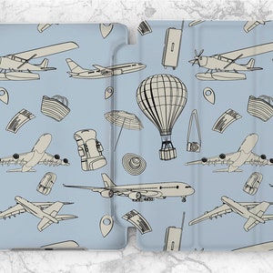 iPad case aviation iPad case men Light blue case iPad case boys iPad case plane Travel art case Gift for him iPad smart cover Cute Trendy