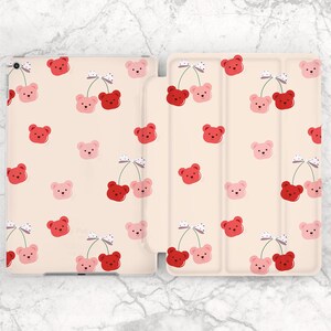 Cute berries print iPad case cherry iPad kawaii case Cute animal art iPad pink case iPad case bow iPad smart case Funny fruits print Berries