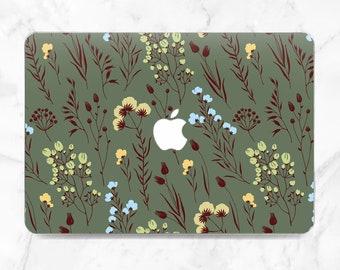 Pale green case Macbook case botanical Floral art case Wild flowers art Macbook cute case Macbook  Air 15 Macbook Pro 13 Air 13 2018 Pro 14