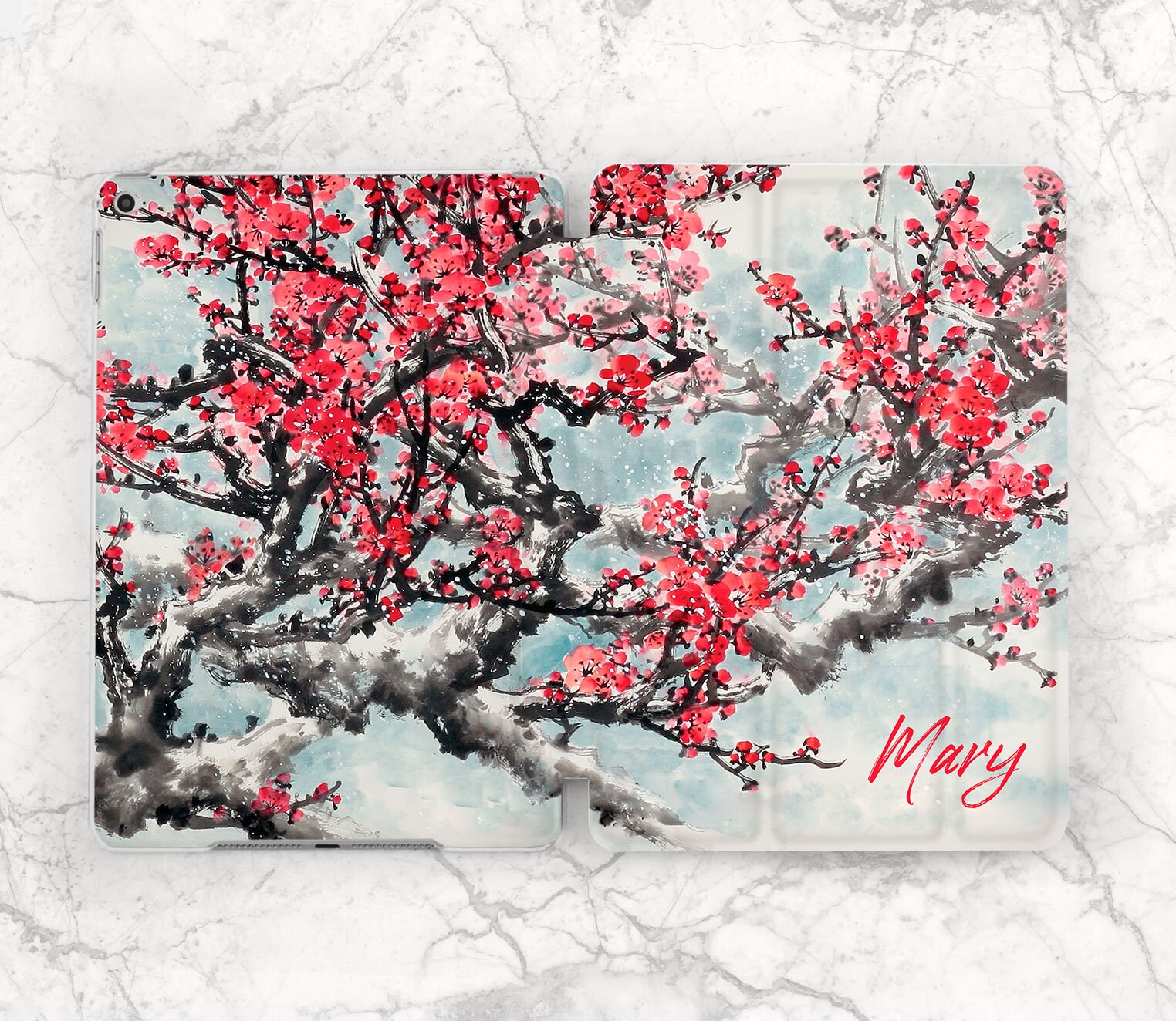 【サクラ様】iPadお取引 Red Sakura Blossom iPad Case Name Personalized Gift iPad Case