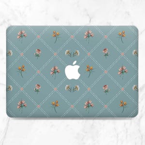 Aesthetic flowers Botanical print case Teal Blue cover Macbook case geometric Macbook hard case Gift for her Macbook case girly Mom gift