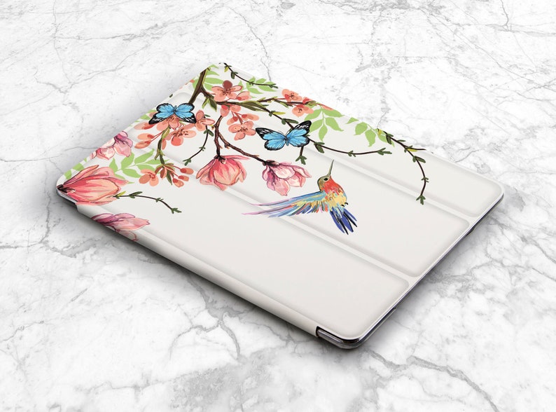 Hummingbird iPad smart case Floral skin iPad case bird Spring | Etsy