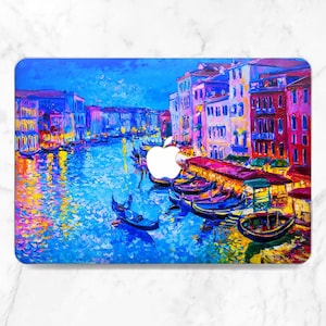 Venice aesthetic Oil paint print Macbook hard case Elegant case Macbook case water Macbook case ship Macbook case city Macbook case night