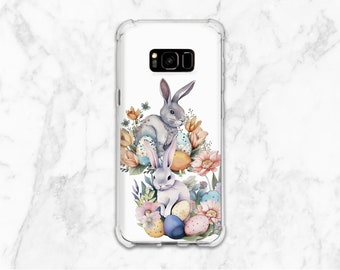 Spring bunnies case Protective case iPhone case animal iPhone case rabbit Phone bumper case iPhone Easter print Rainbow eggs art Cute Kawaii