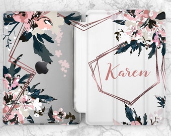 Girly case iPad case name Personalized case Aesthetic Custom print iPad case woman Elegant Floral Mom gift 11th gen Pro 13 Air 13 Mini 7